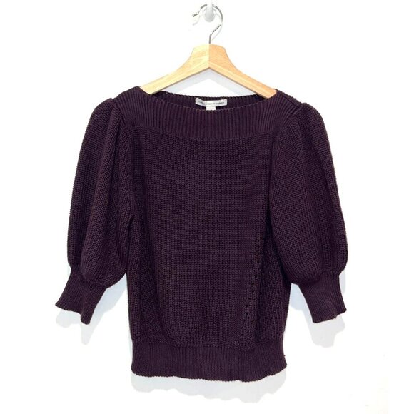 Autumn Cashmere  Shaker Puff Sleeve Copped Sweater Womens Small - Picture 2 of 8